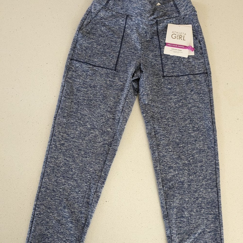 Girls Athleta Joggers, Blue and White, Size M/8-10